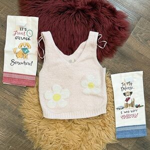 UGG Pink Fuzzy Daisy Knit Sweater Tank Crop Top (S)